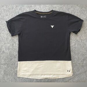 Under Armour Project Rock T-Shirt Mens Medium Black Loose Fit Gym Workout